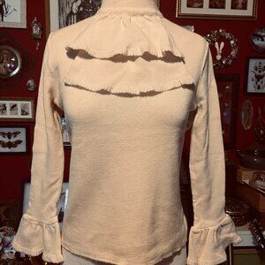 Vintage Geistex 100% pure virgin wool sweater 1960's to 1970's ruffled sleeves